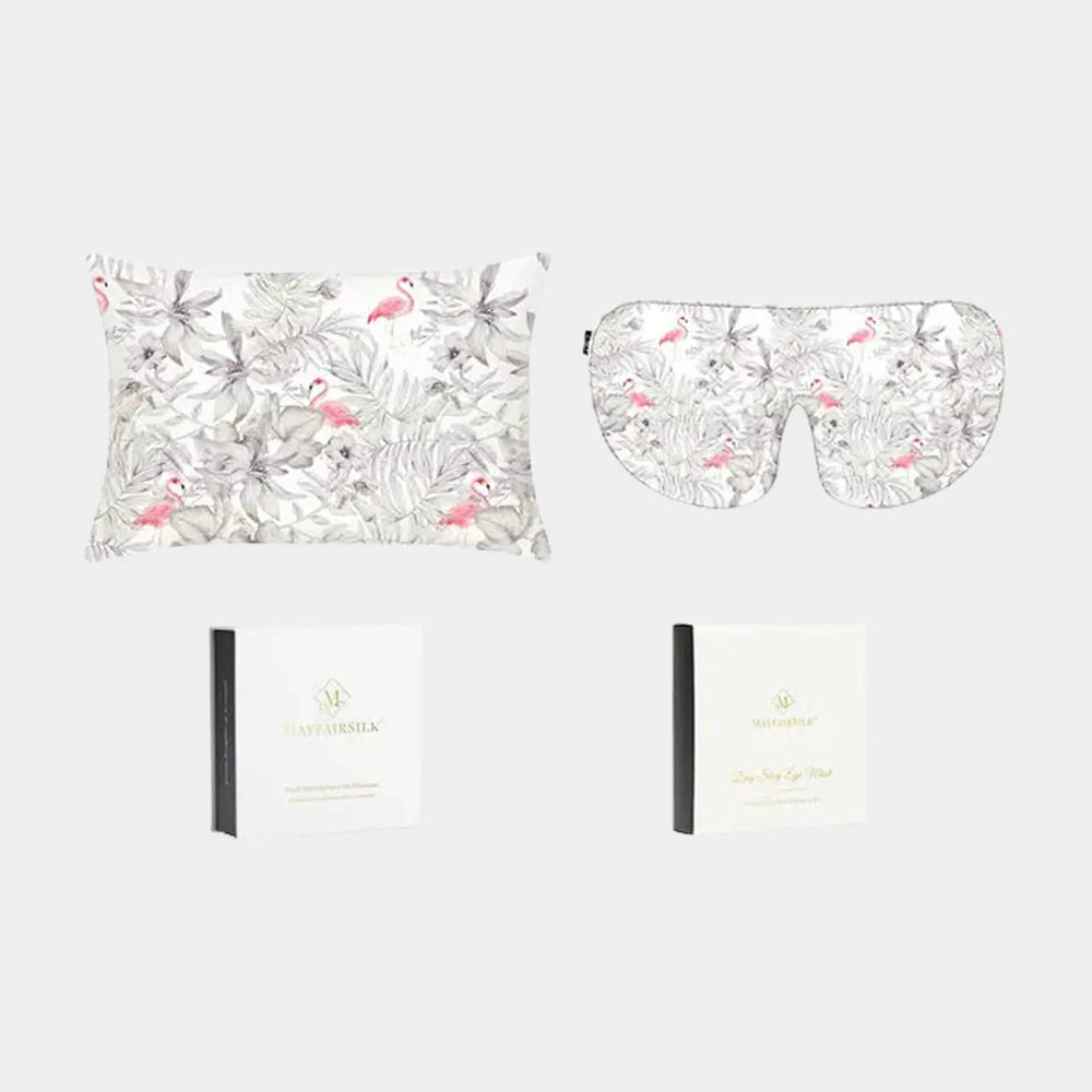 MayfairSilk Flamingos Pure Silk Sleep Gift Set MayfairSilk