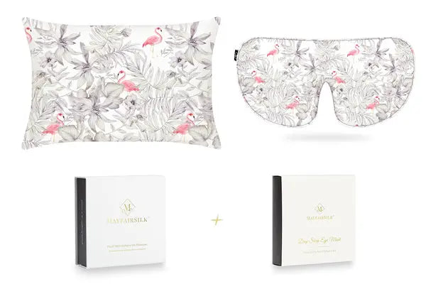 MayfairSilk Flamingos Pure Silk Sleep Gift Set MayfairSilk