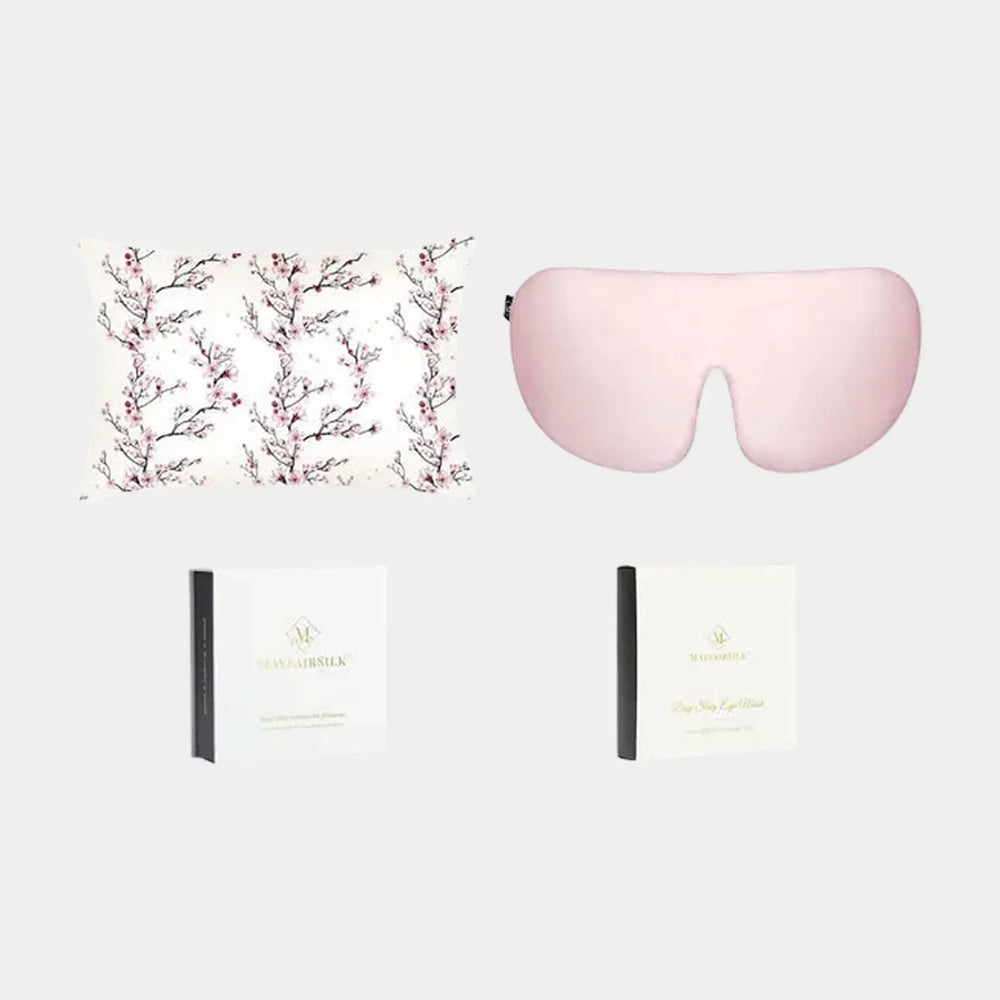 Mayfairsilk Cherry Blossom and Precious Pink Silk Sleep Gift Set MayfairSilk