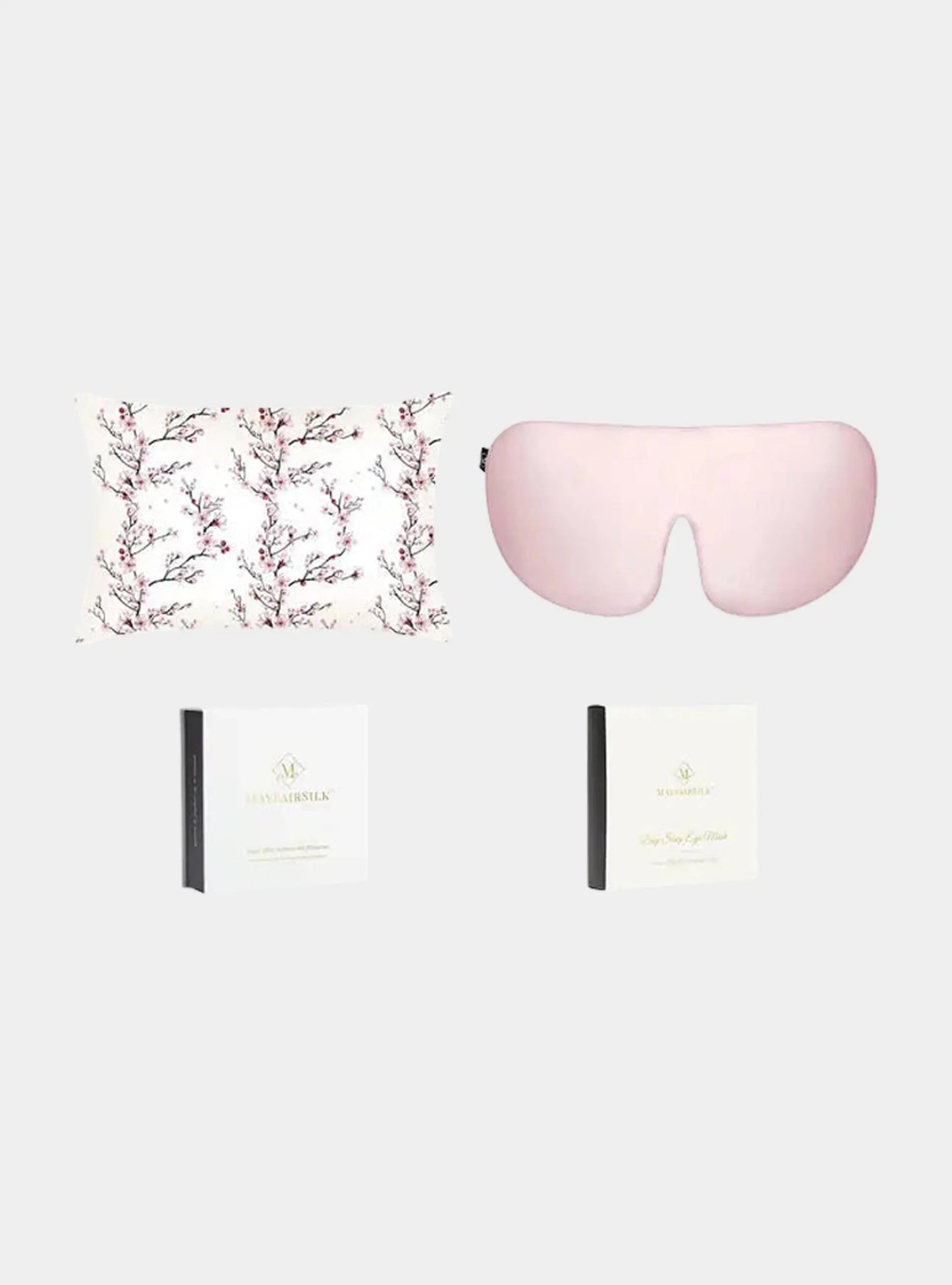 Mayfairsilk Cherry Blossom and Precious Pink Silk Sleep Gift Set MayfairSilk