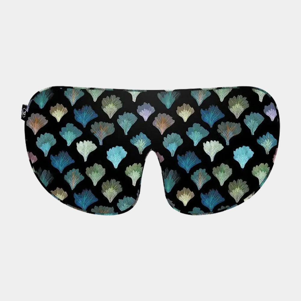 Mayfairsilk Dark Aqua Fans Silk Sleep Mask MayfairSilk