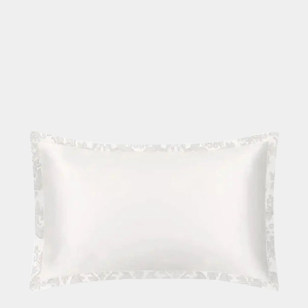 Mayfairsilk Ivory and Damask Oxford Pure Silk Pillowcase MayfairSilk