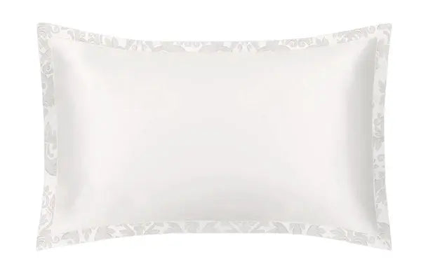 Mayfairsilk Ivory and Damask Oxford Pure Silk Pillowcase MayfairSilk