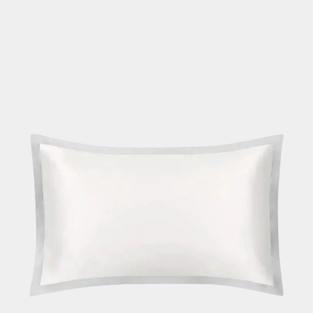 Mayfairsilk Ivory and Oyster Grey Oxford Pure Silk Pillowcase MayfairSilk