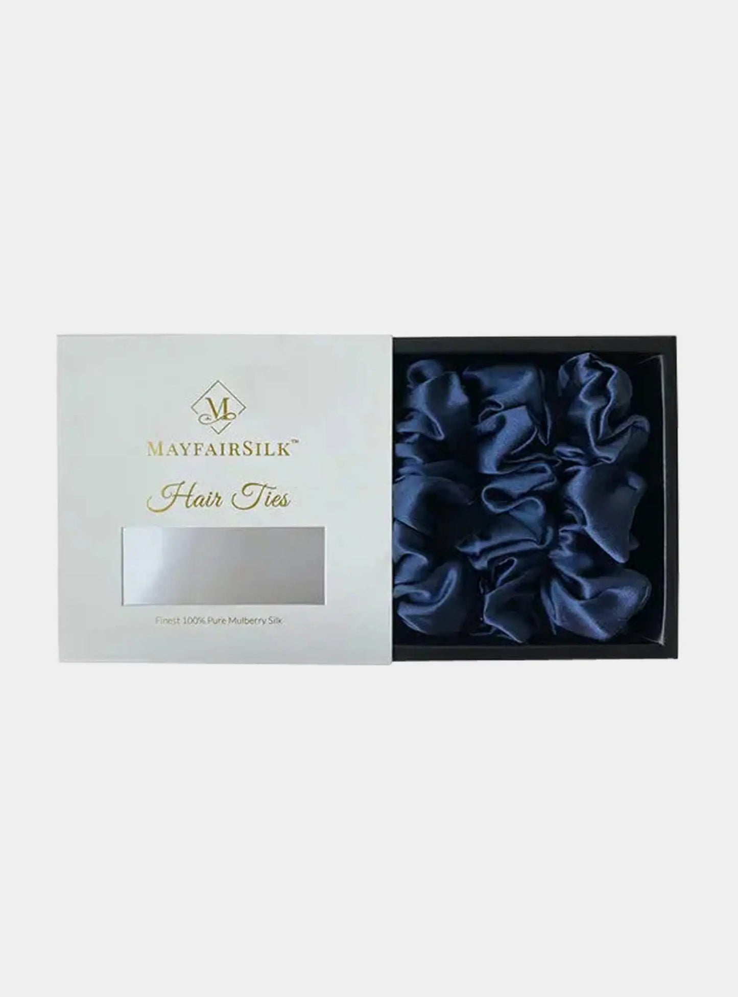 Mayfairsilk Midnight Blue Silk Scrunchies Set MayfairSilk