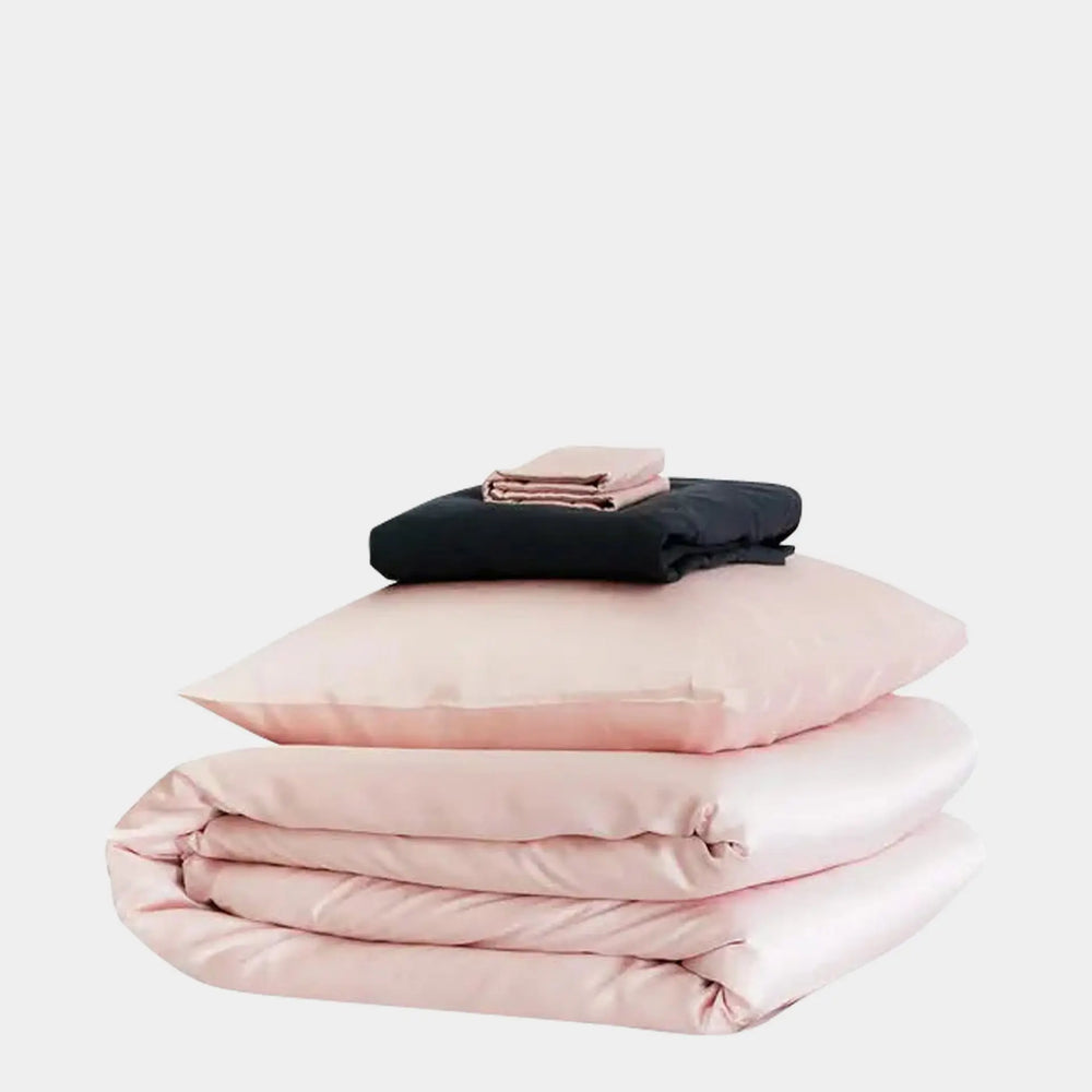 Mayfairsilk Precious Pink and Charcoal Silk Duvet Set MayfairSilk