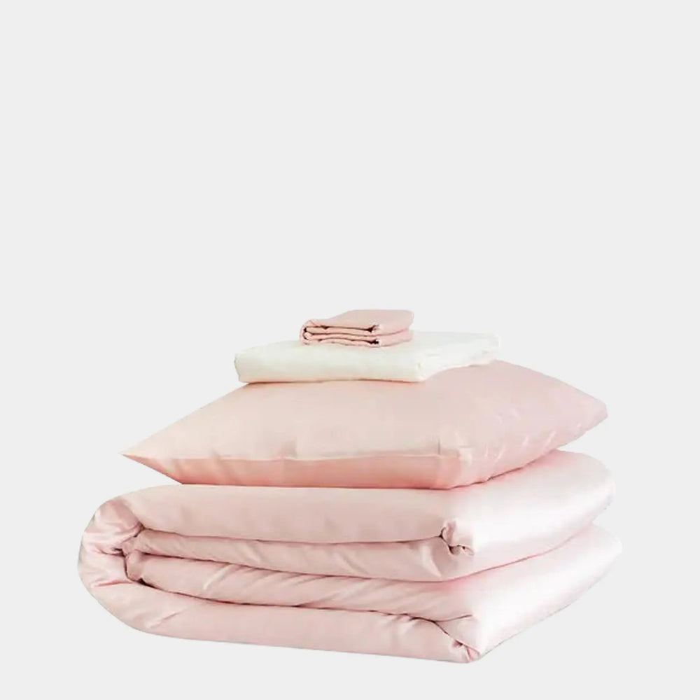 Mayfairsilk Precious Pink and Ivory Silk Duvet Set MayfairSilk
