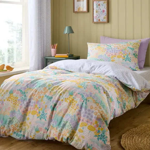 Meadows 100% Cotton Reversible Duvet Cover and Pillowcase Set Dunelm