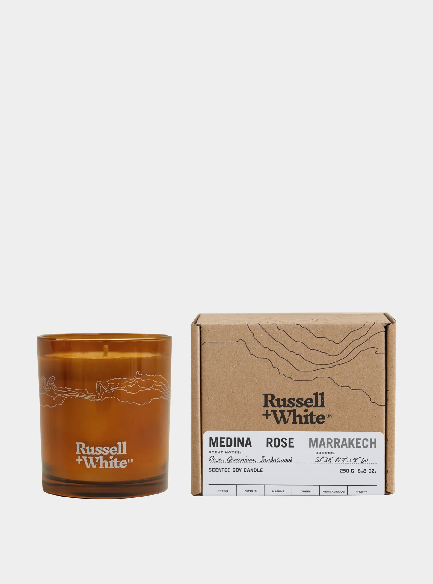 Medina Rose 250g Scented Soy Candle Russell + White