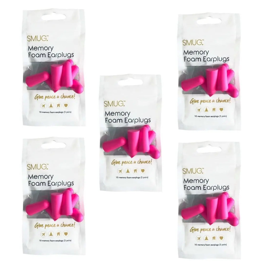 Memory Foam Earplugs - Bright Pink (5 packs) SMUG