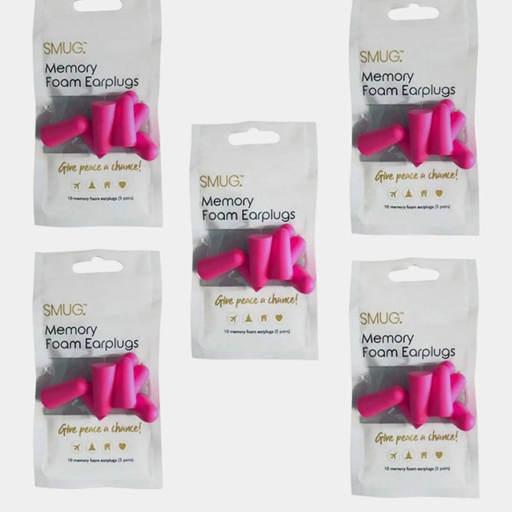Memory Foam Earplugs - Bright Pink (5 packs) SMUG