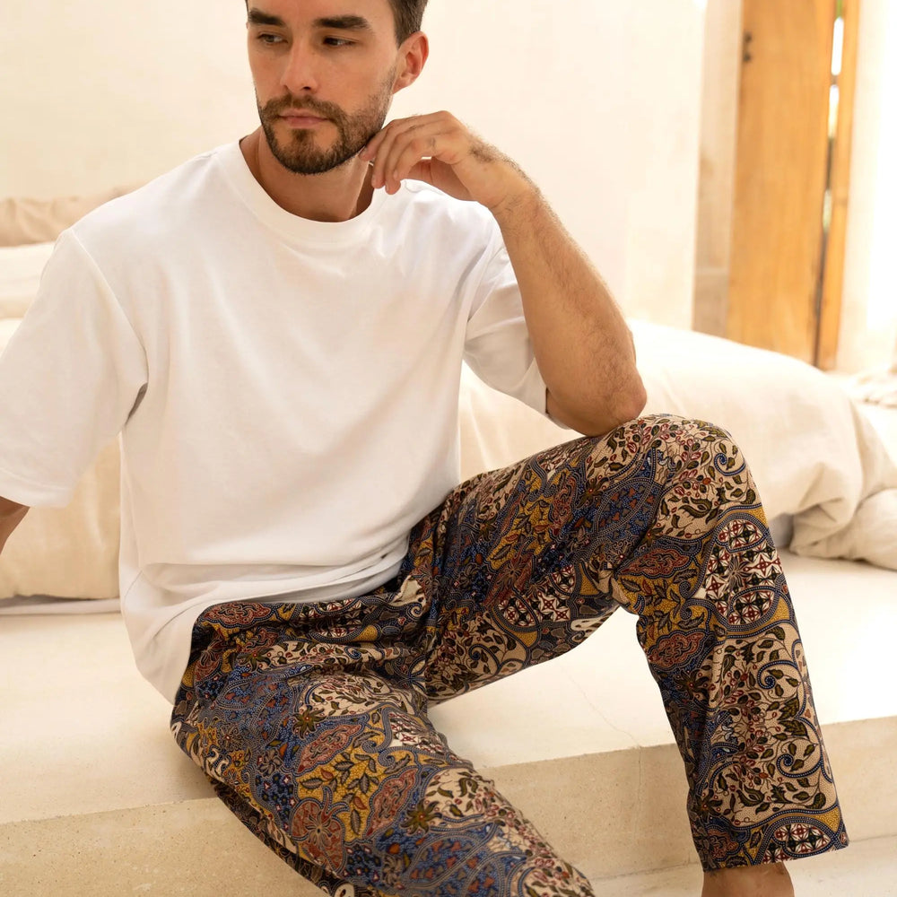 Men’s Cotton Batik Trousers in Purple SUKARA