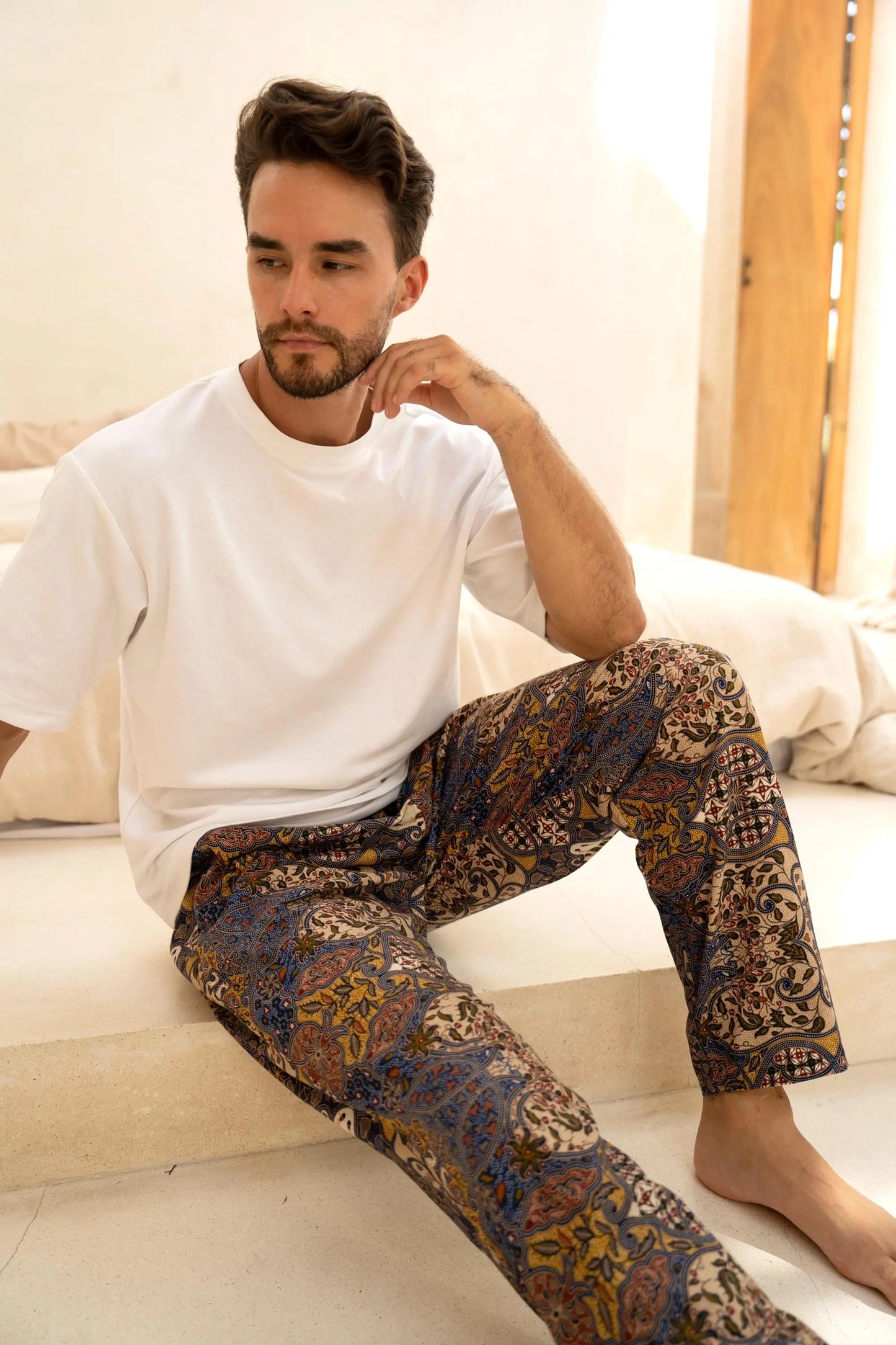Men’s Cotton Batik Trousers in Purple SUKARA