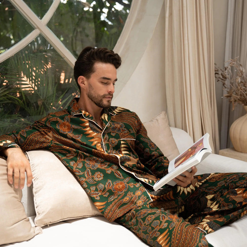 Men’s Green Cotton Long Pyjama Set SUKARA