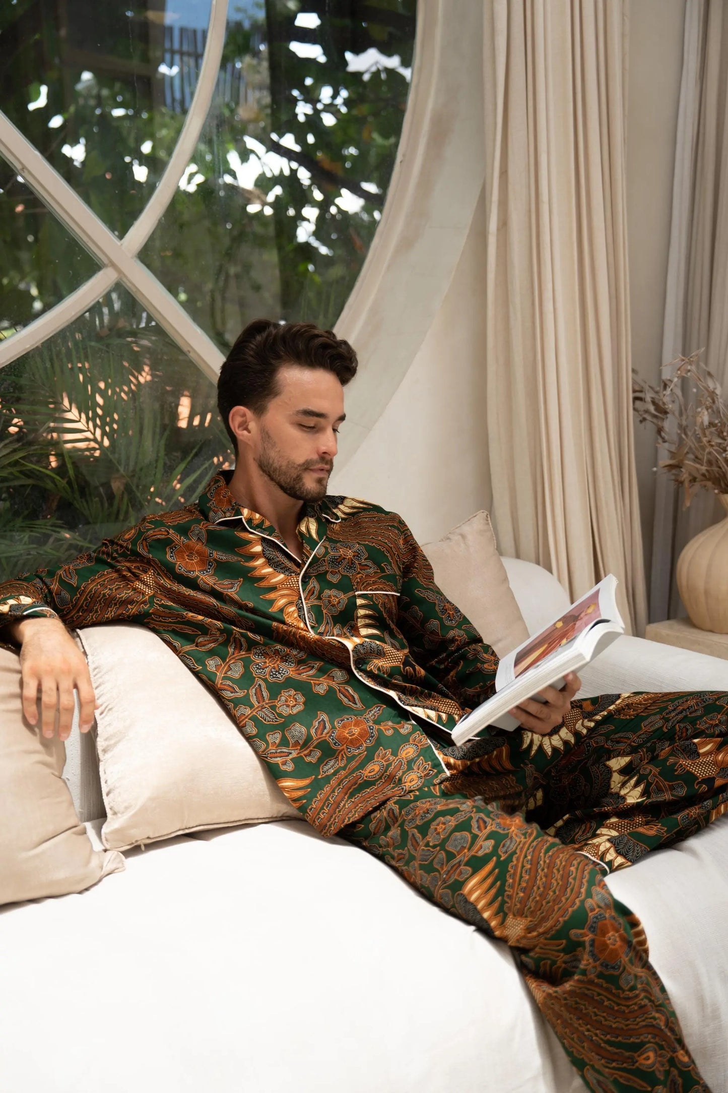 Men’s Green Cotton Long Pyjama Set SUKARA