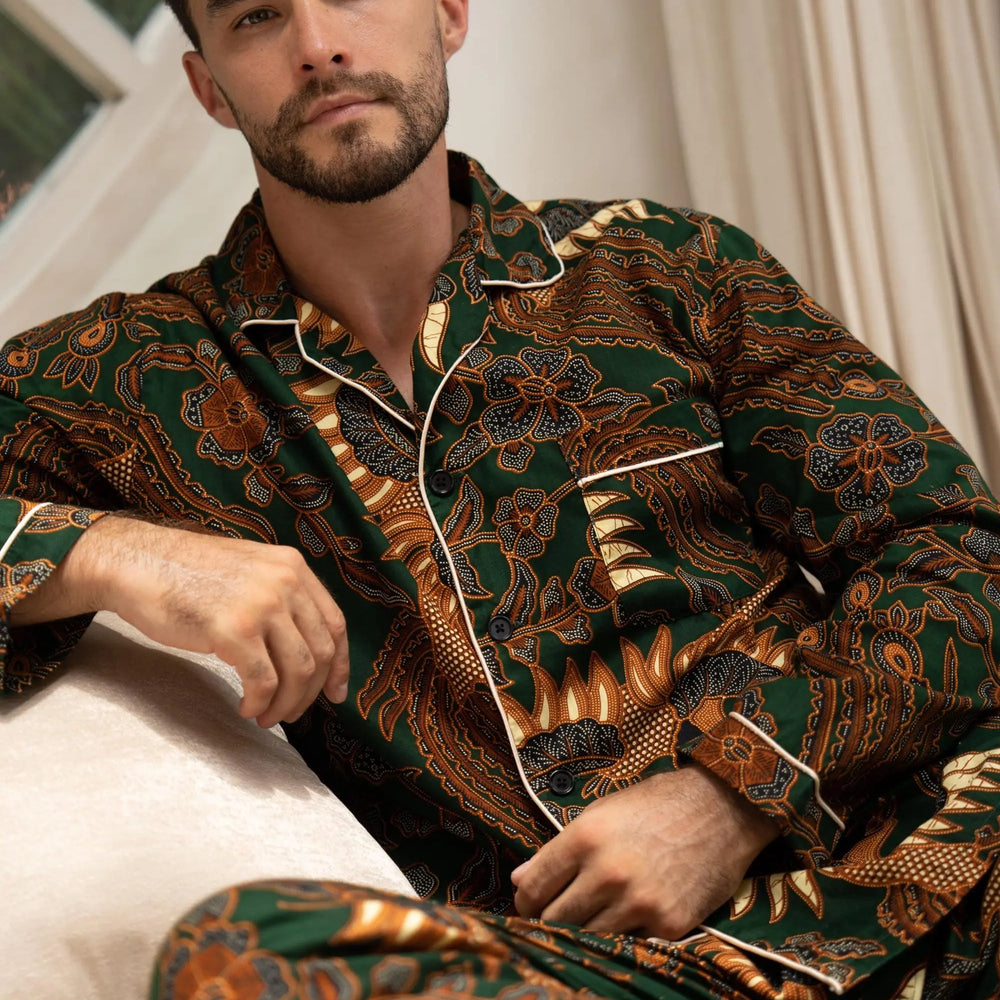 Men’s Green Cotton Long Pyjama Set SUKARA