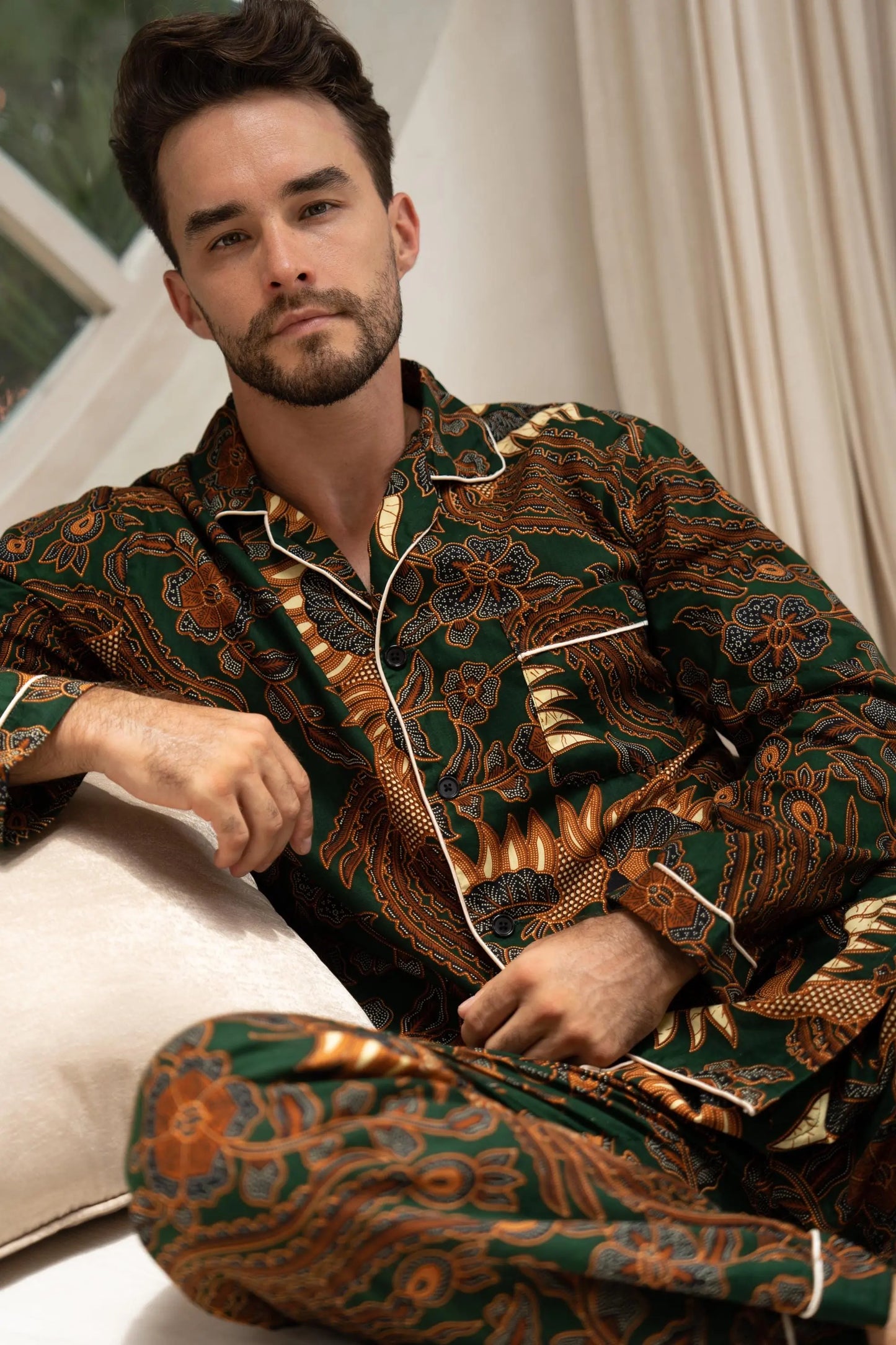 Men’s Green Cotton Long Pyjama Set SUKARA