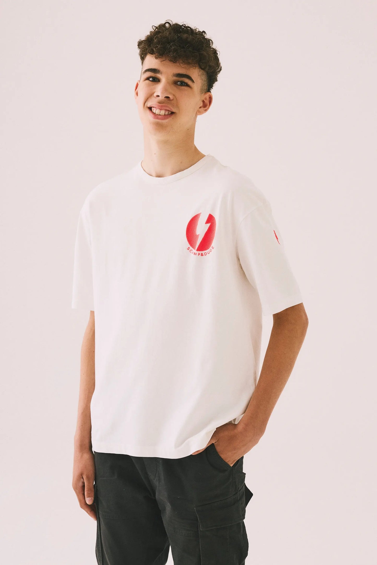 Men's White with Placement Bolt Graphics T-Shirt Scamp & Dude
