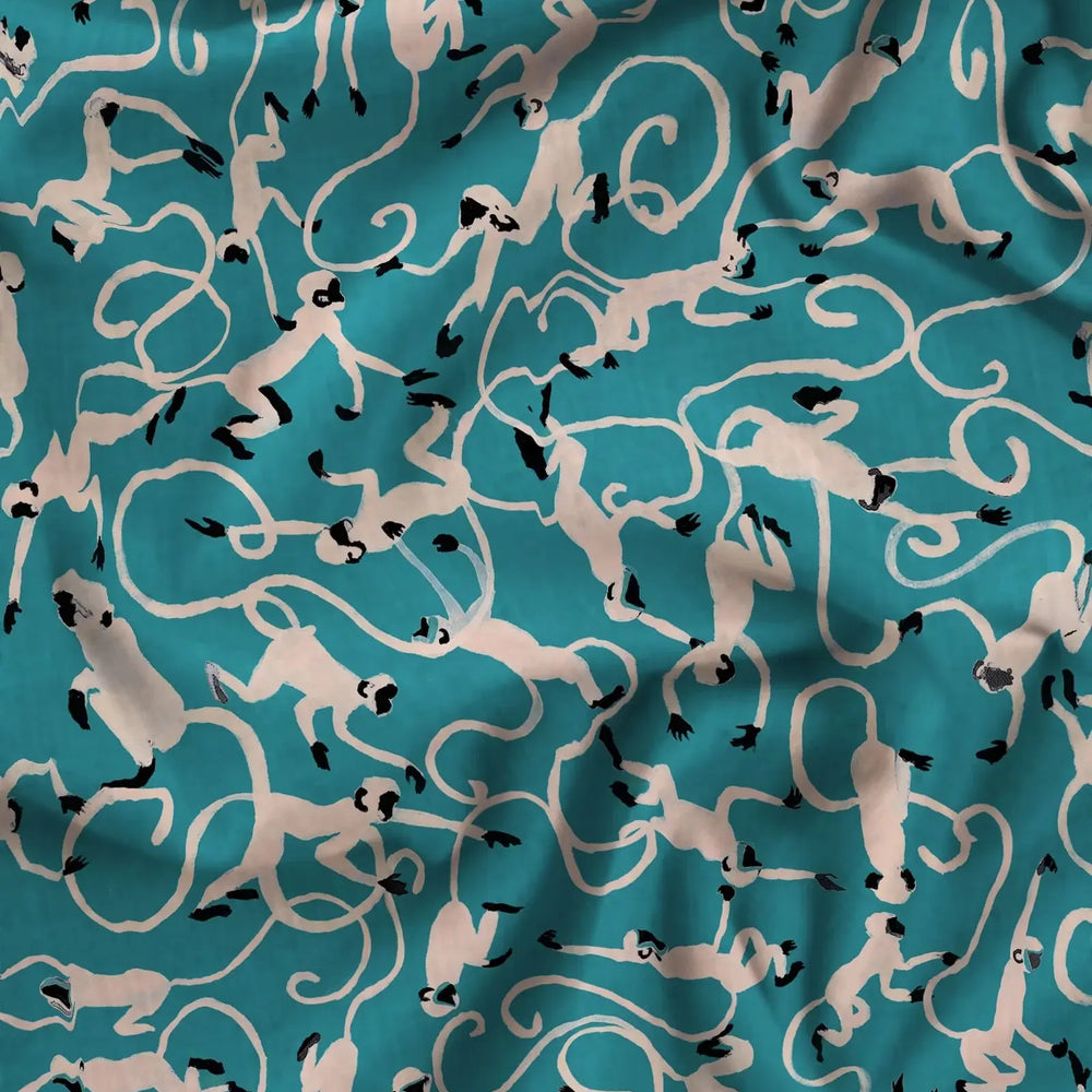 Mens Boxer Briefs - Monkeys Teal Woodstock Laundry