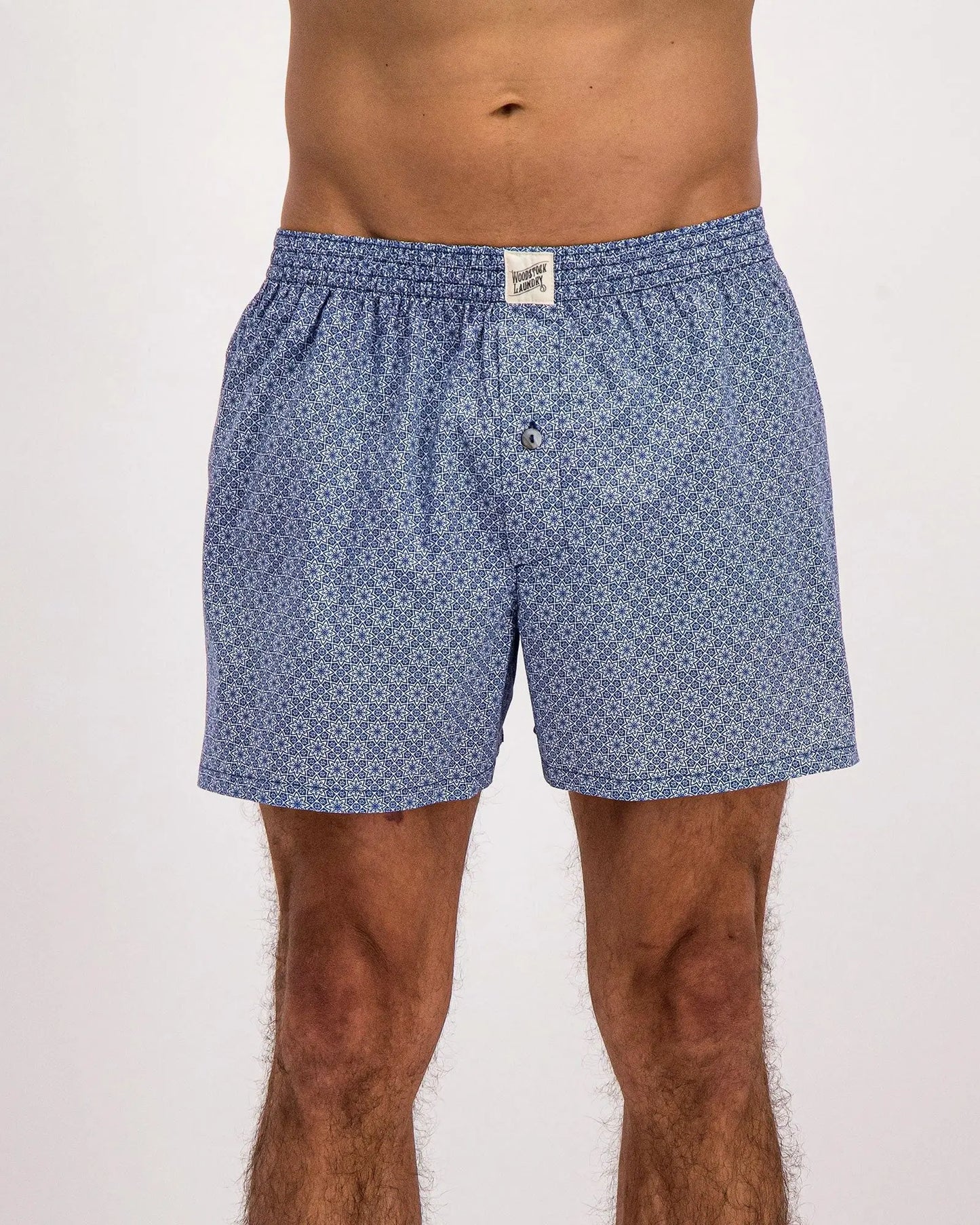 Mens Boxer Shorts - Blue Albert Floral Woodstock Laundry