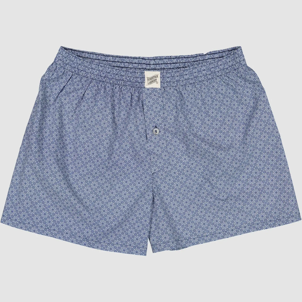Mens Boxer Shorts - Blue Albert Floral Woodstock Laundry