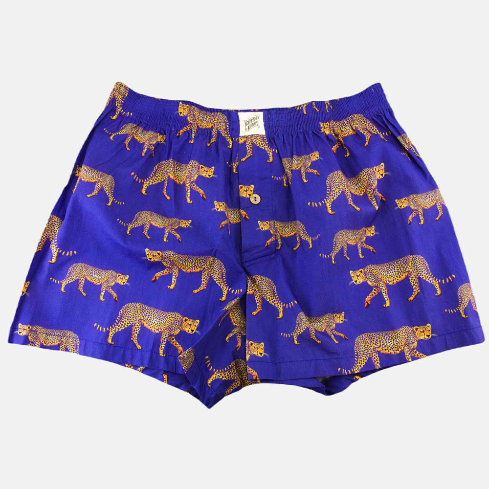 Mens Boxer Shorts - Blue Cheetahs Woodstock Laundry
