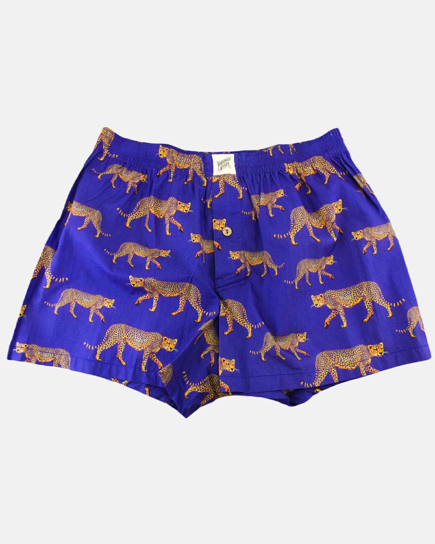 Mens Boxer Shorts - Blue Cheetahs Woodstock Laundry