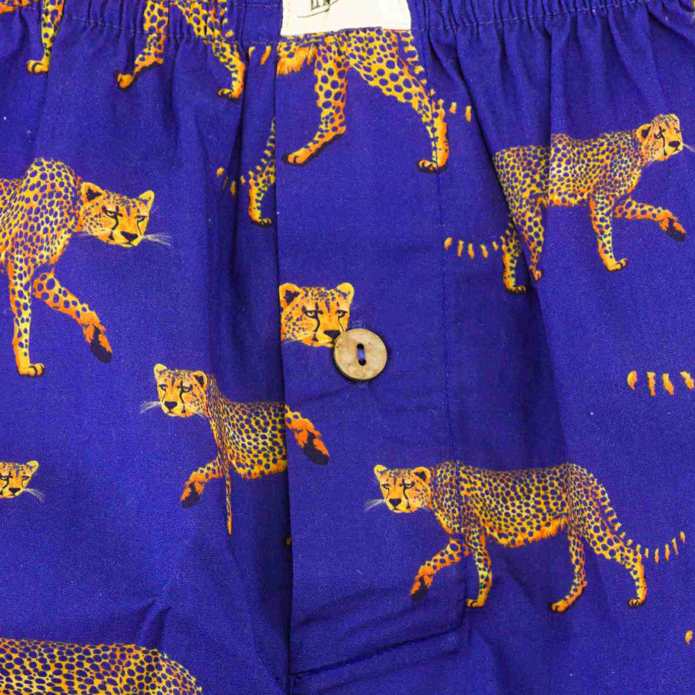 Mens Boxer Shorts - Blue Cheetahs Woodstock Laundry