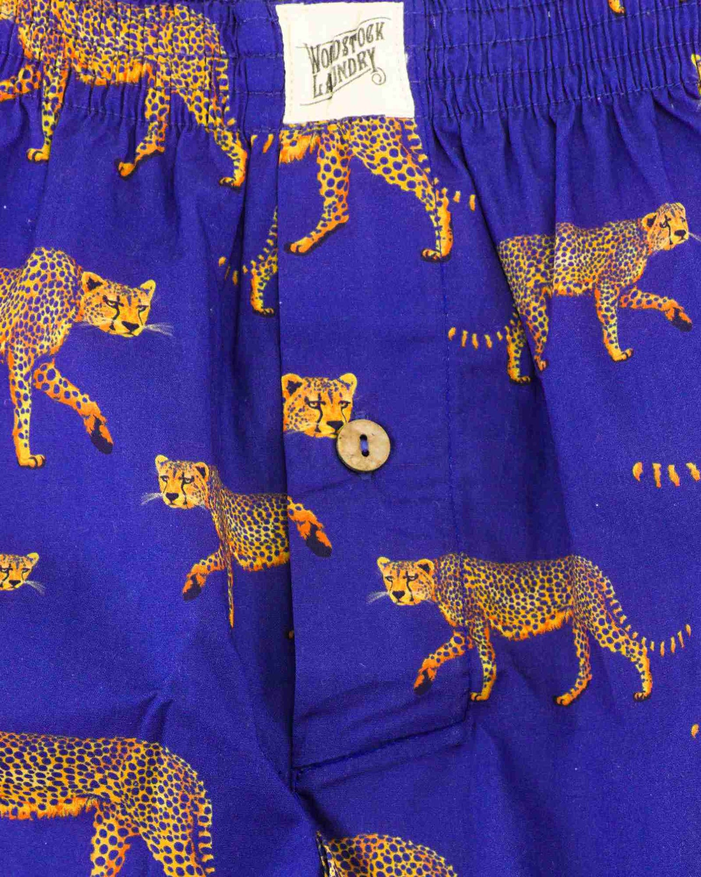 Mens Boxer Shorts - Blue Cheetahs Woodstock Laundry