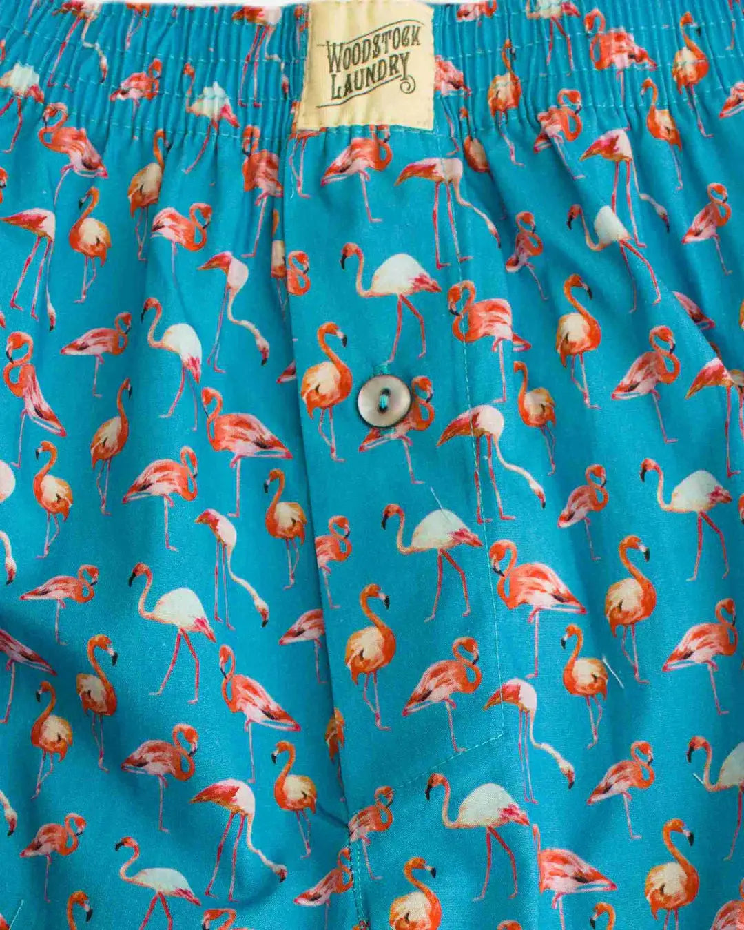 Mens Boxer Shorts - Blue Flamingos Woodstock Laundry
