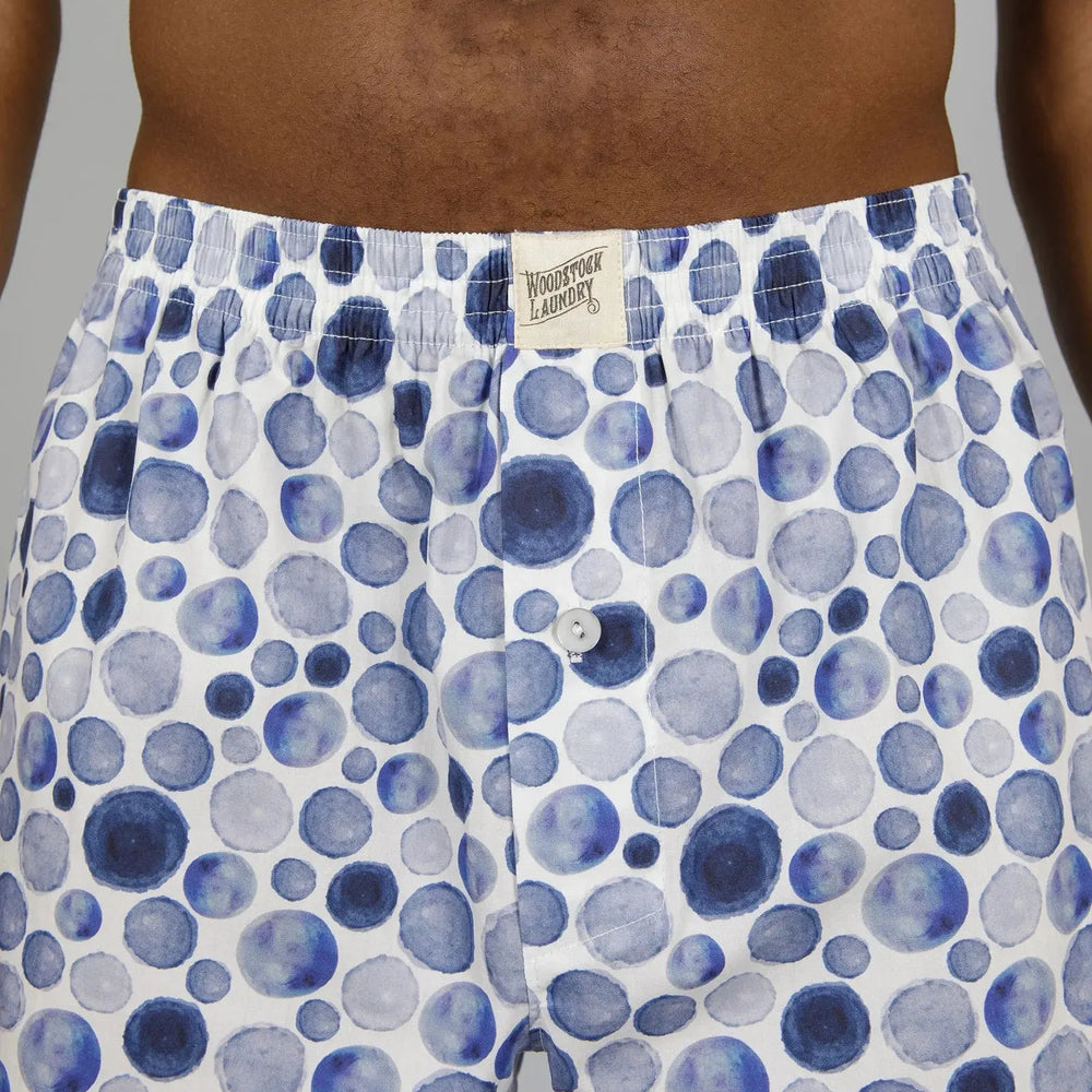 Mens Boxer Shorts - Dots Blue Woodstock Laundry
