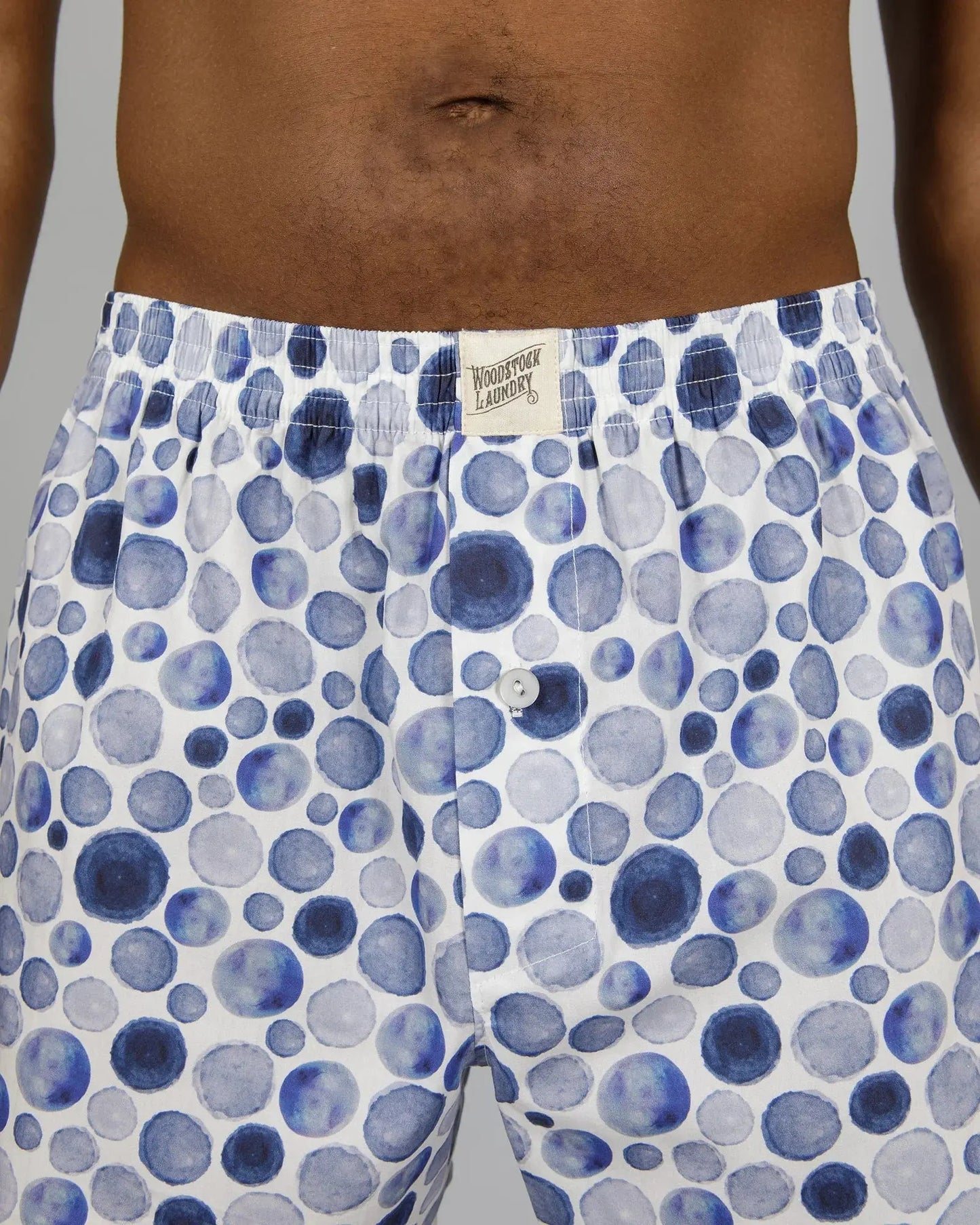 Mens Boxer Shorts - Dots Blue Woodstock Laundry