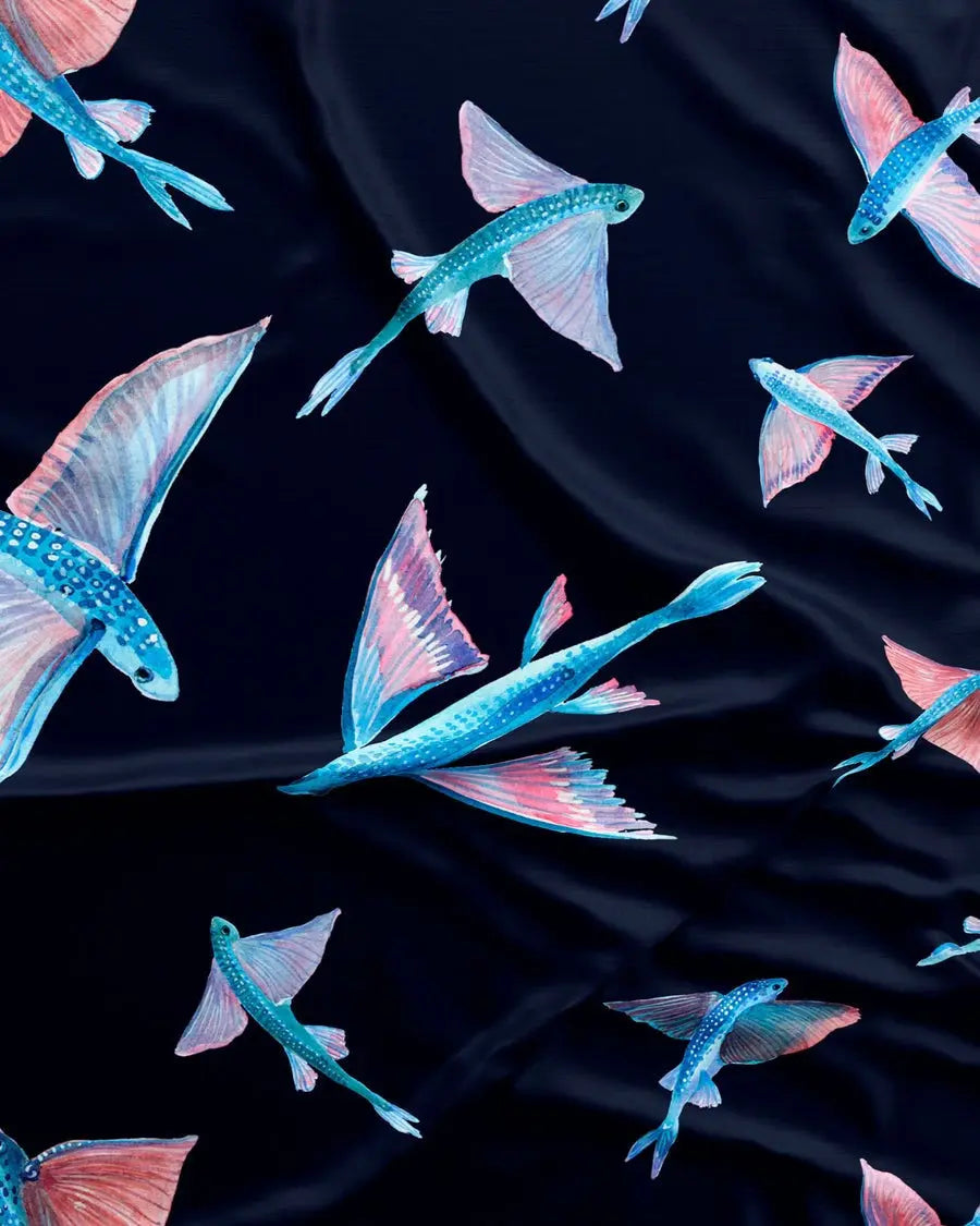 Mens Boxer Shorts - Flying Fish Black Woodstock Laundry