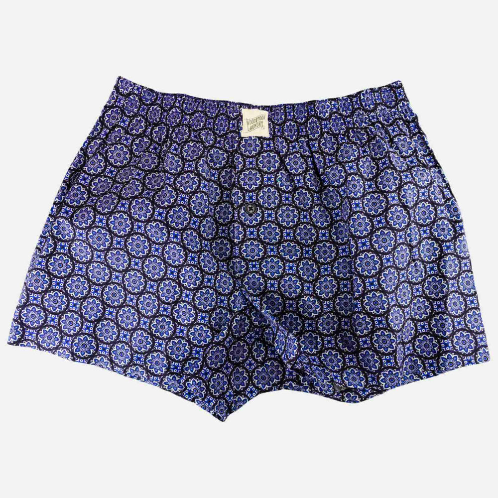 Mens Boxer Shorts - Indigo Floral Woodstock Laundry