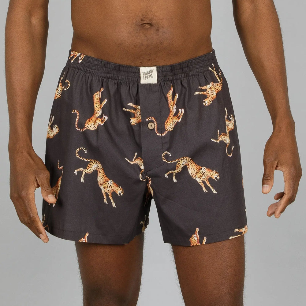 Mens Boxer Shorts - Jumping Cheetahs Woodstock Laundry