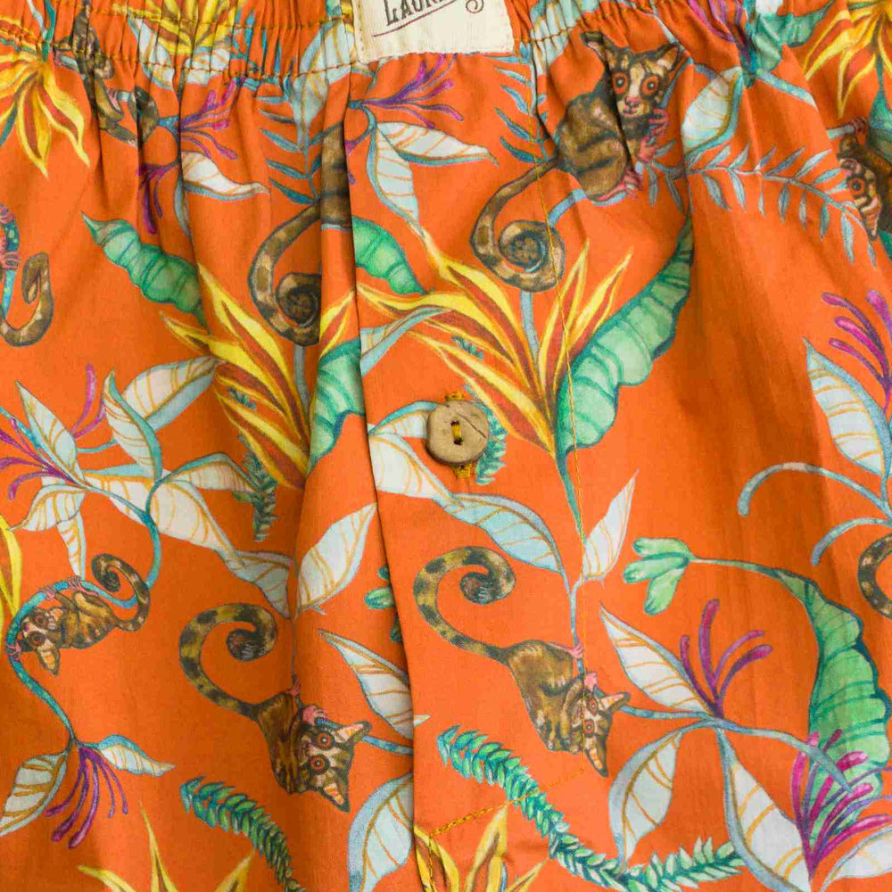 Mens Boxer Shorts - Night Monkeys Orange Woodstock Laundry