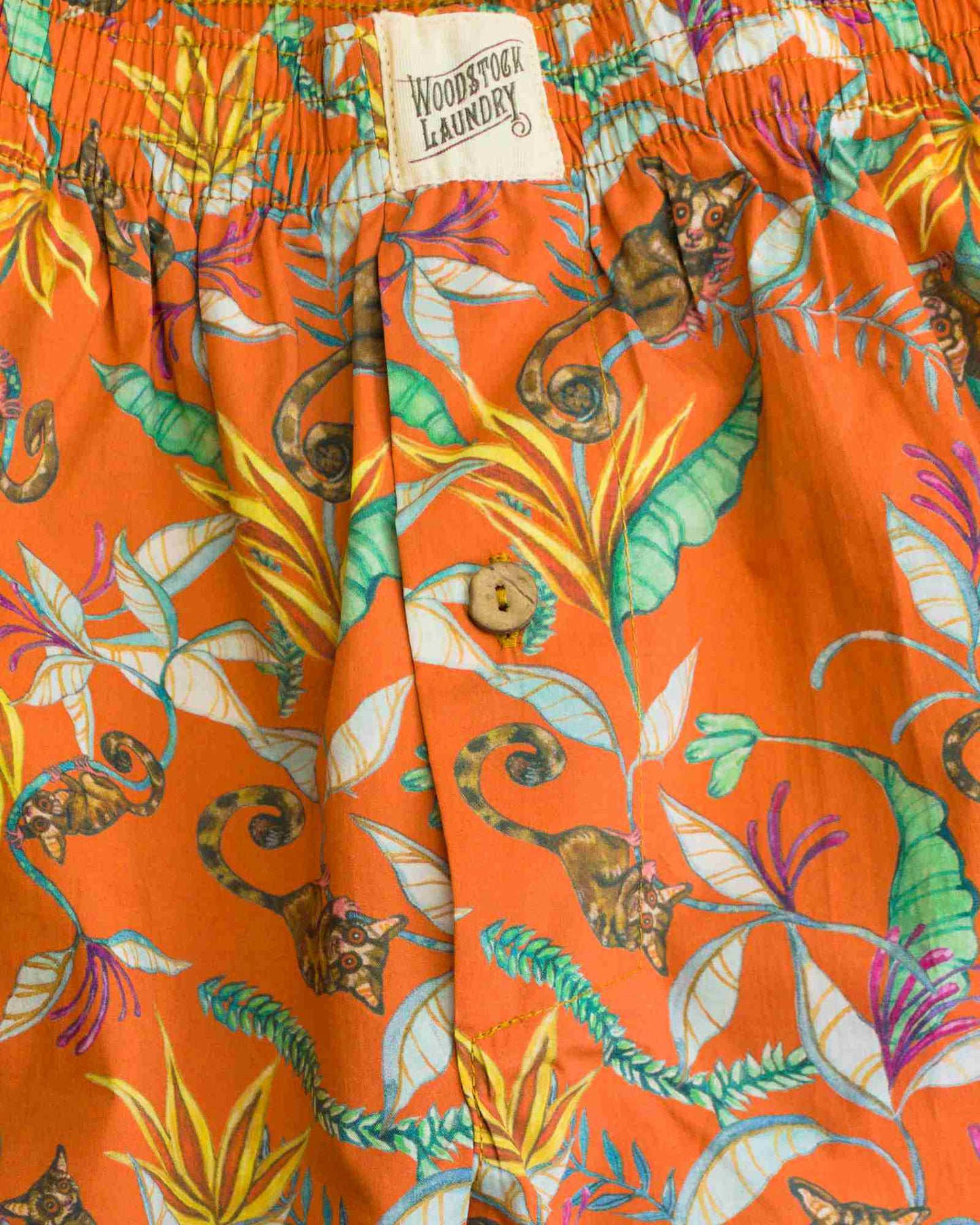 Mens Boxer Shorts - Night Monkeys Orange Woodstock Laundry