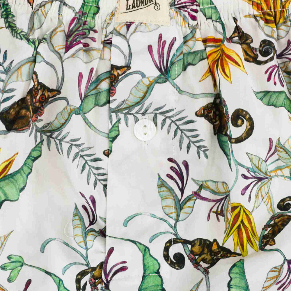 Mens Boxer Shorts - Night Monkeys White Woodstock Laundry
