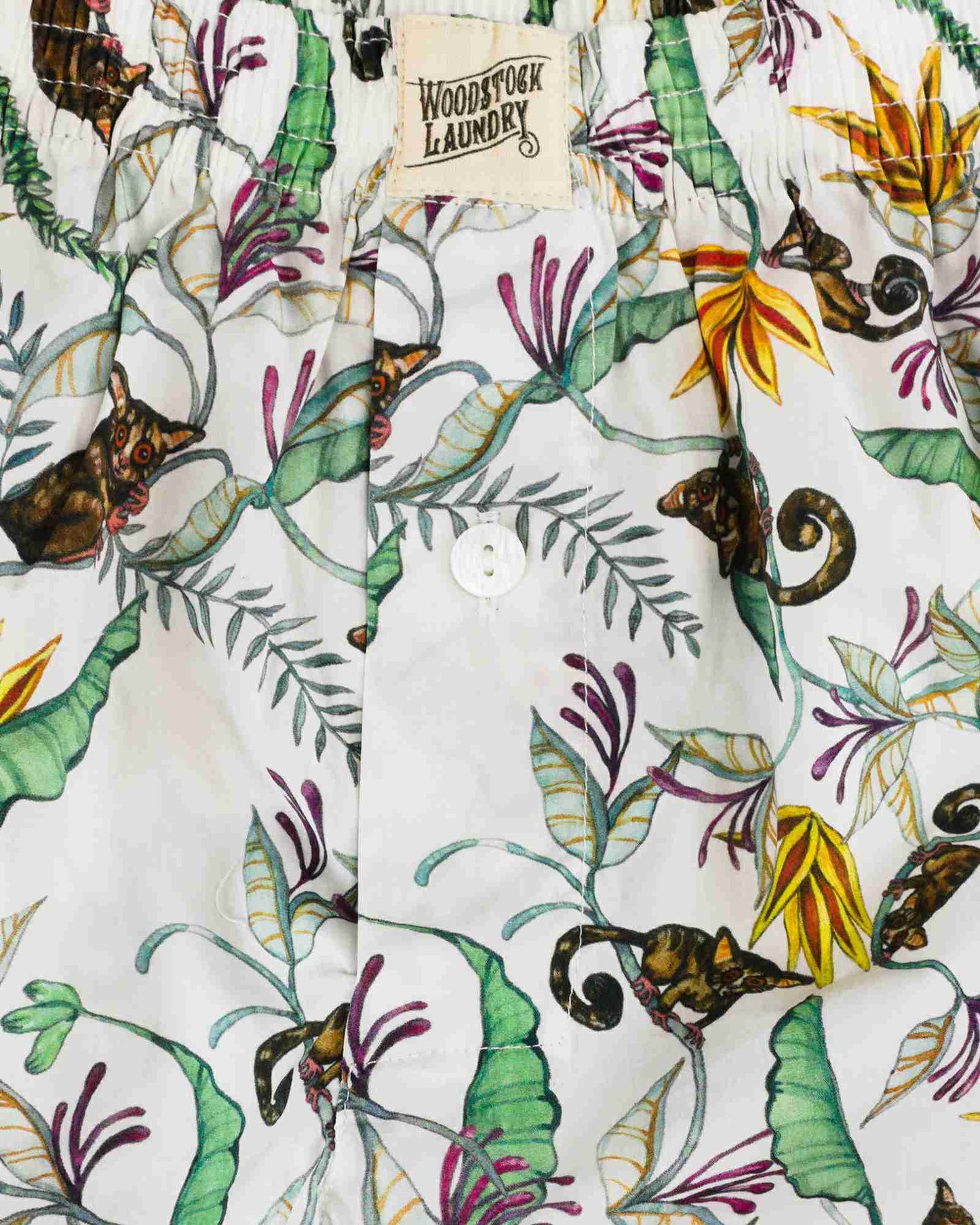 Mens Boxer Shorts - Night Monkeys White Woodstock Laundry