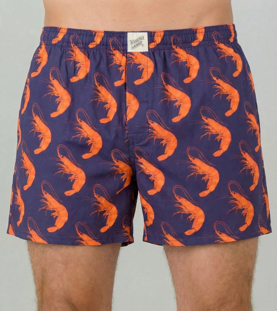 Mens Boxer Shorts - Orange Ibiza Prawns Woodstock Laundry
