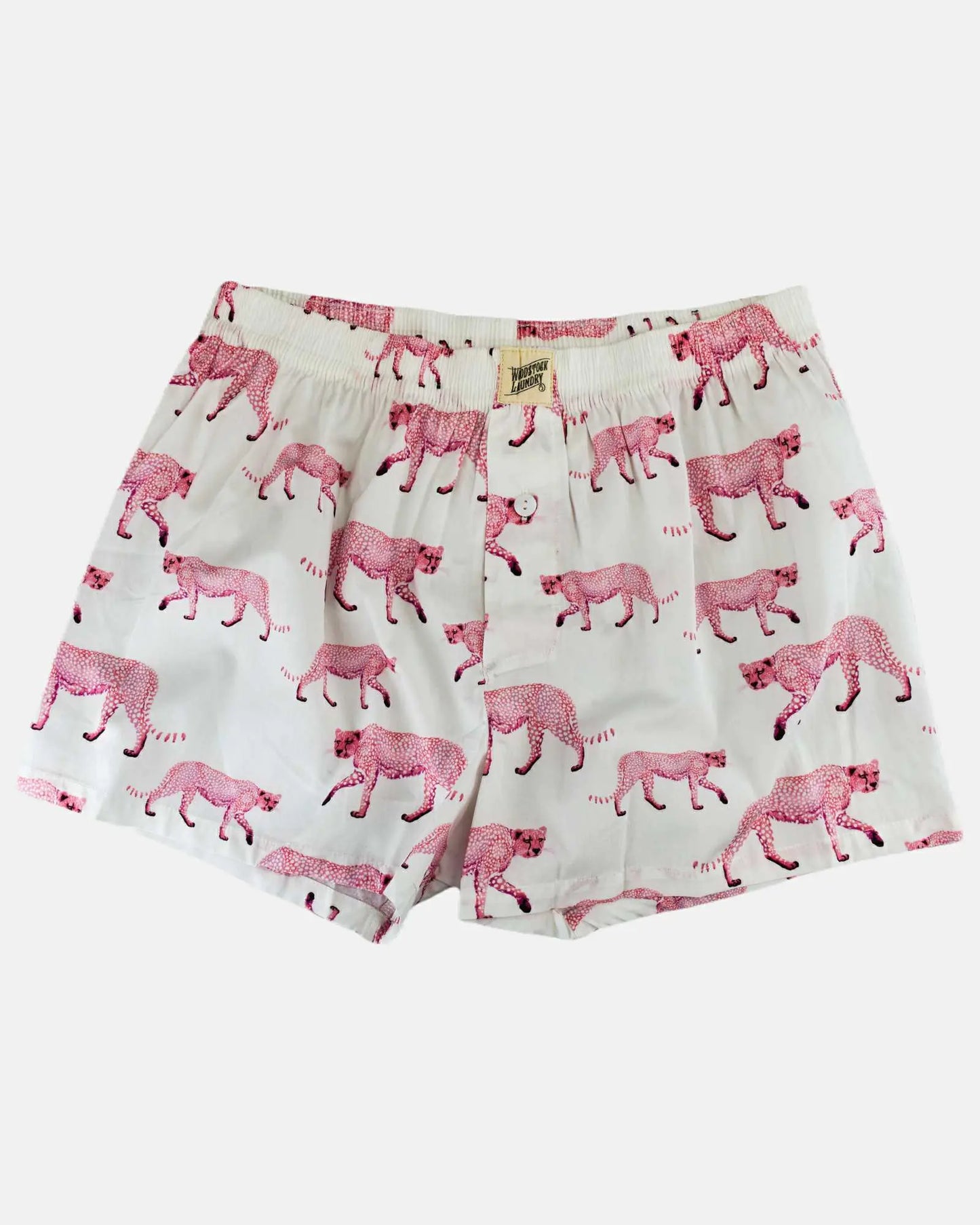 Mens Boxer Shorts - Pink Cheetah Woodstock Laundry