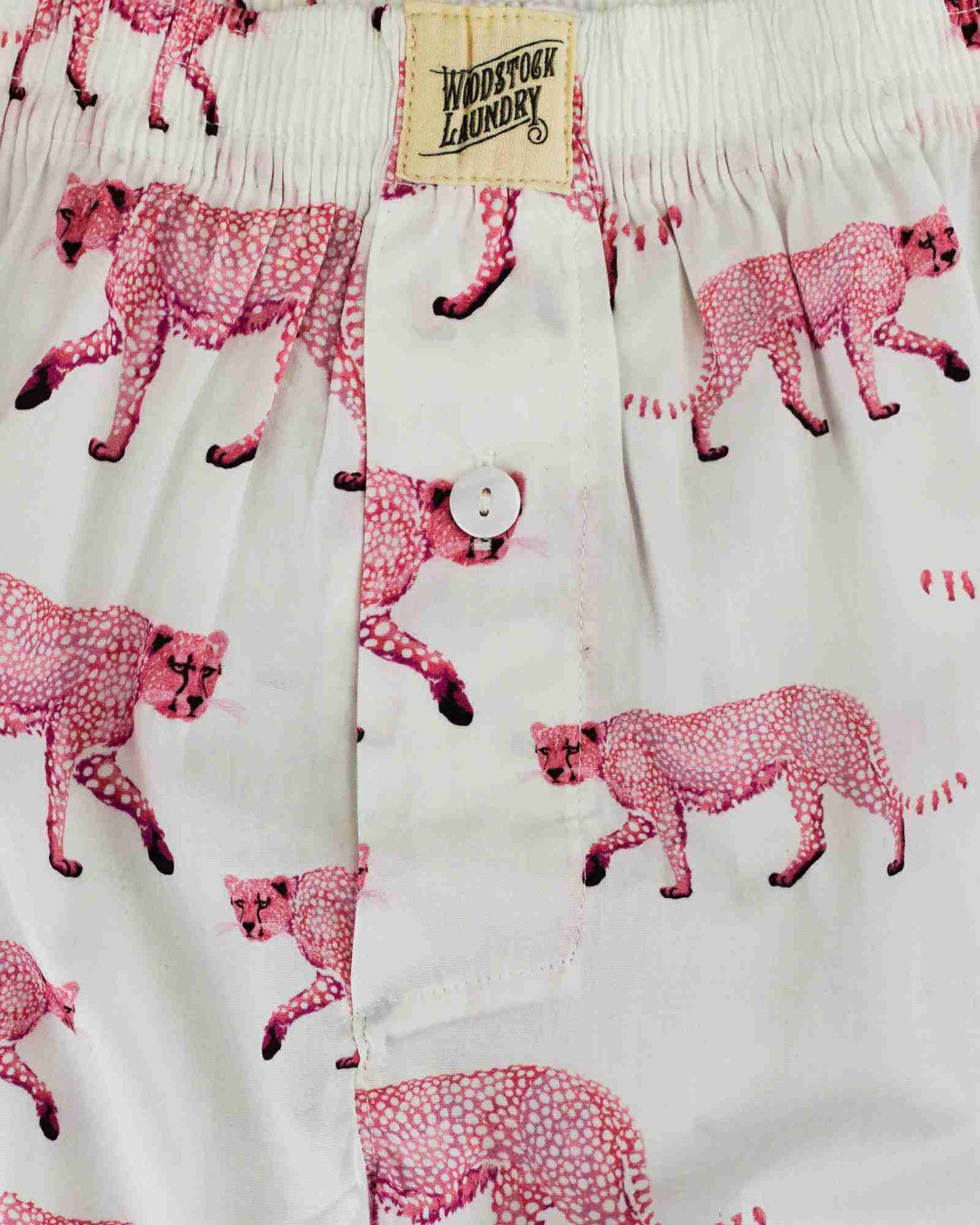 Mens Boxer Shorts - Pink Cheetah Woodstock Laundry