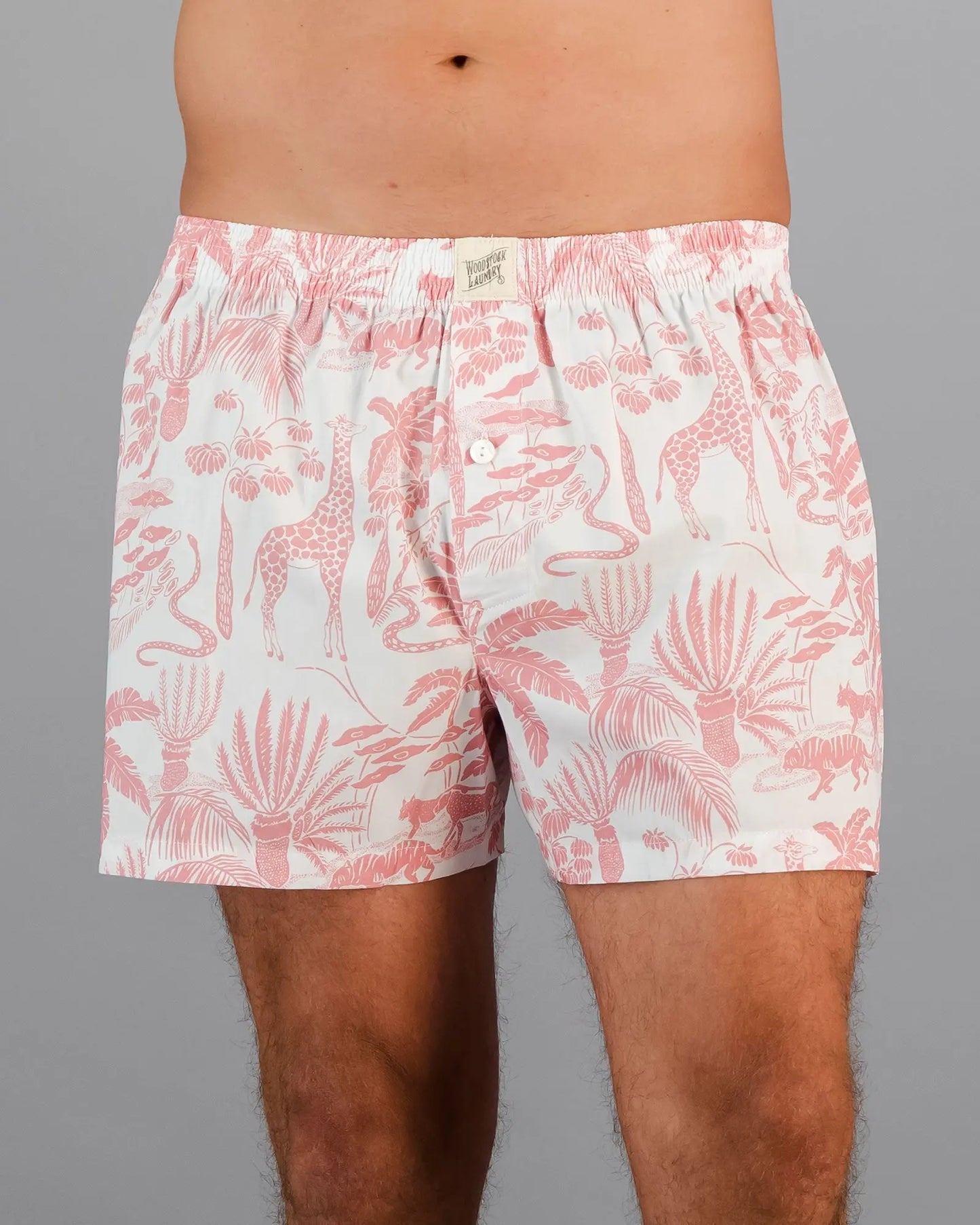 Mens Boxer Shorts - Safari Pink Woodstock Laundry