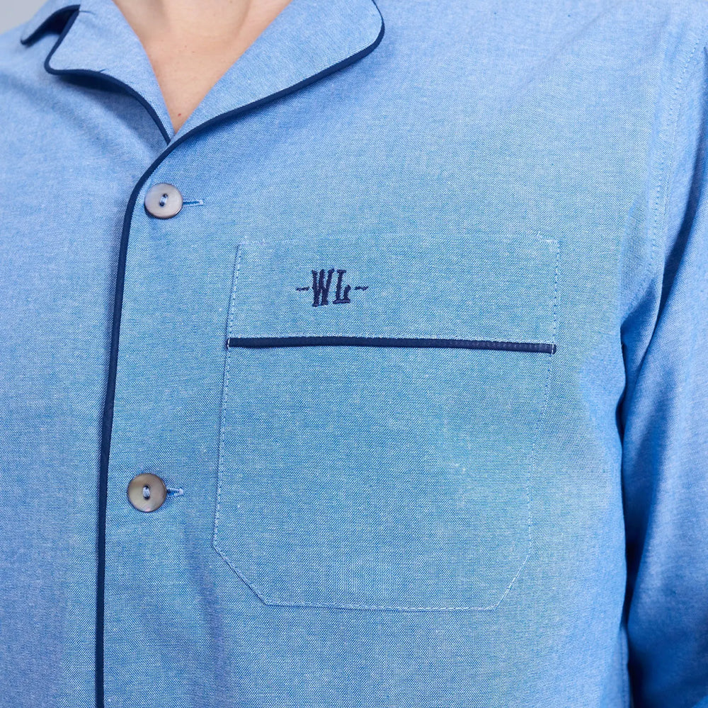 Mens Long Pyjamas - Chambray Blue Sky Woodstock Laundry