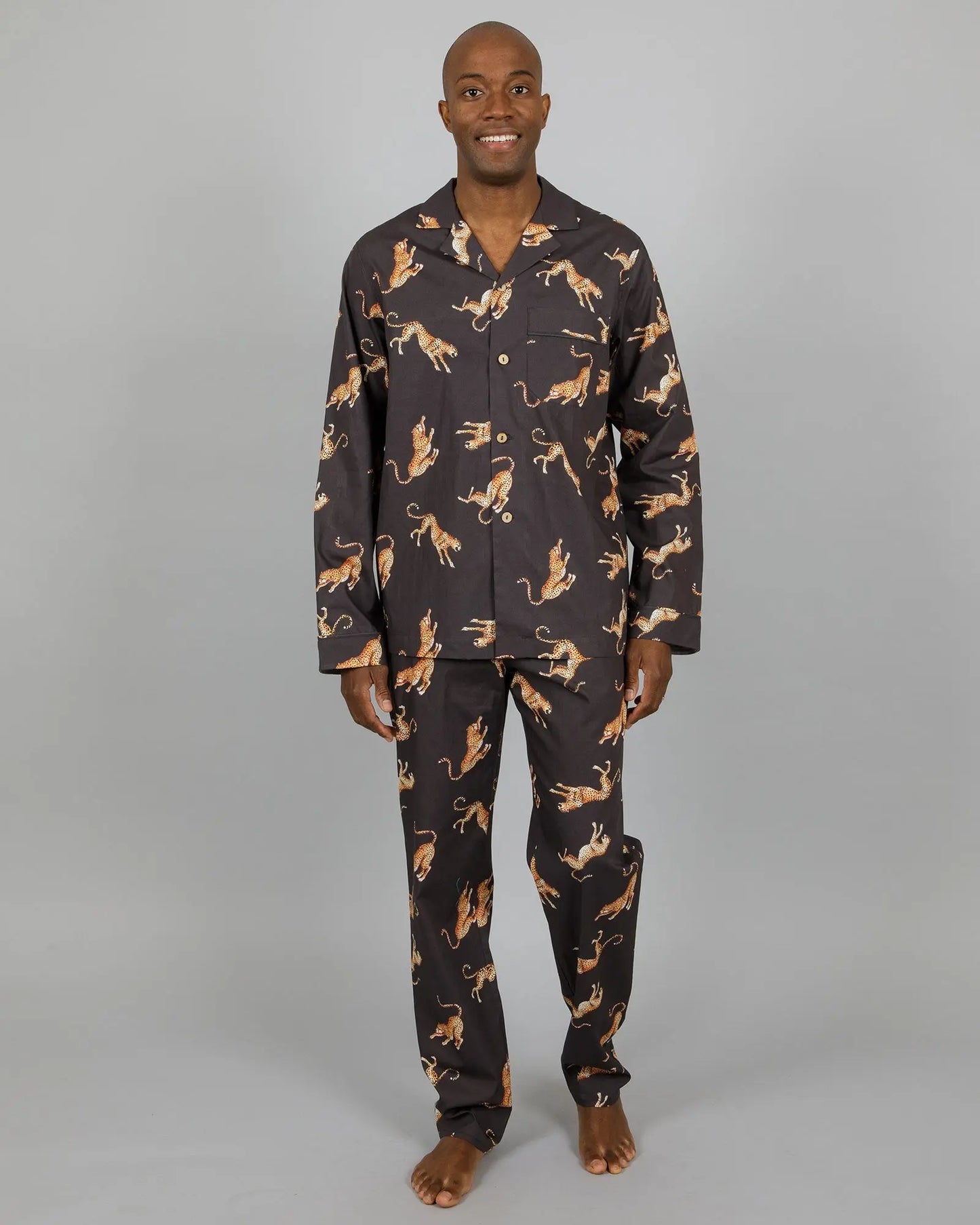 Mens Long Pyjamas - Jumping Cheetahs Woodstock Laundry