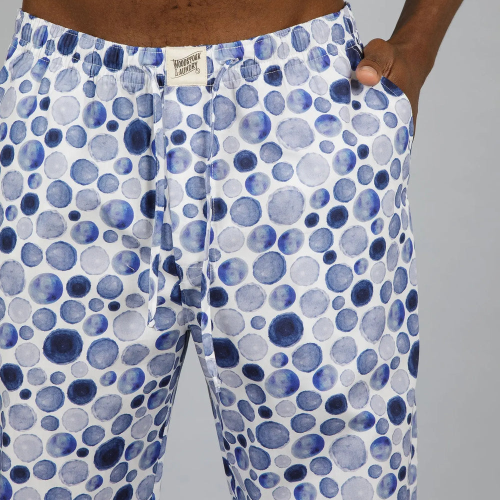 Mens Lounge Pants - Dots Blue Woodstock Laundry