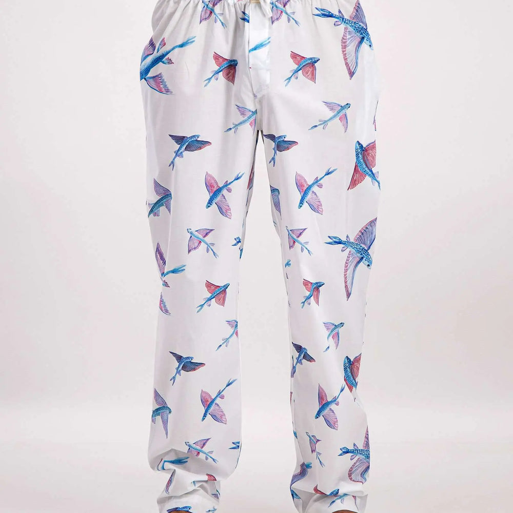 Mens Lounge Pants - Flying Fish White Woodstock Laundry