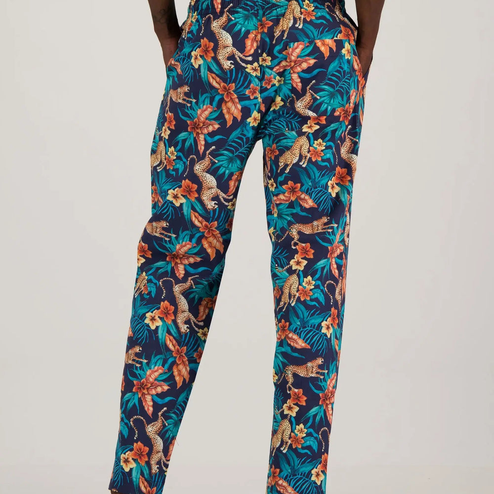 Mens Lounge Pants - Jungle Cheetahs Navy Woodstock Laundry