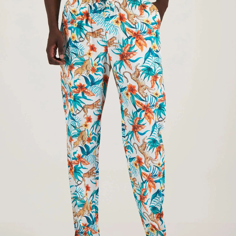 Mens Lounge Pants - Jungle Cheetahs White Woodstock Laundry