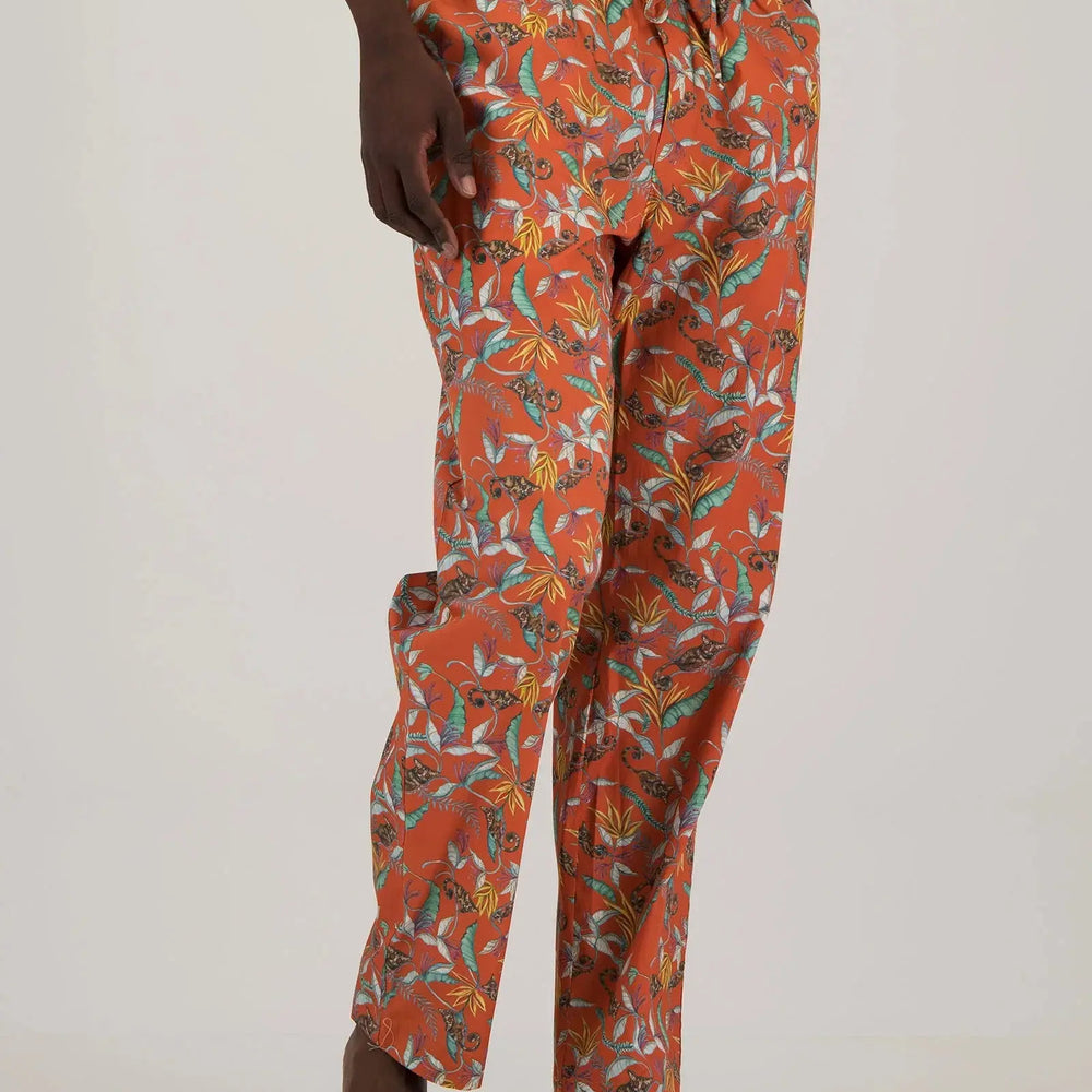 Mens Lounge Pants - Night Monkeys Orange Woodstock Laundry